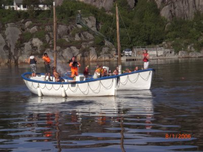 Family boat party in Sotra, Norway