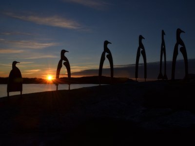 Silhouettes against a sunset in Sotra.